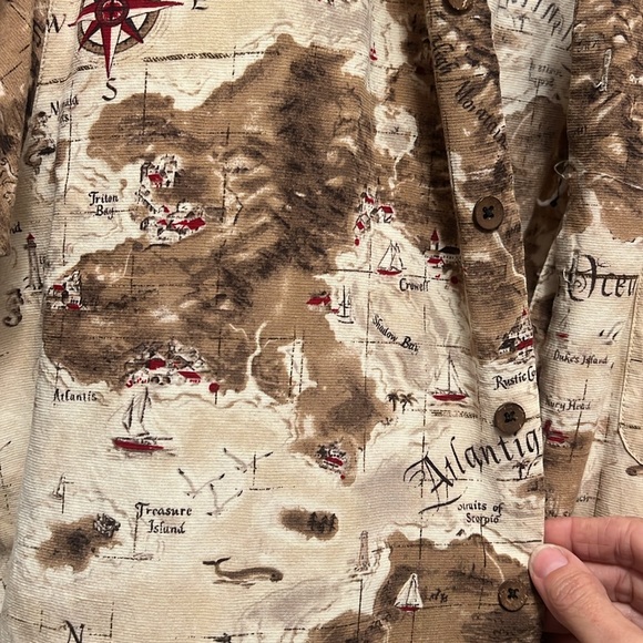 Milano bay medium short sleeve button up shirt maps Atlantic Ocean - Picture 3 of 4